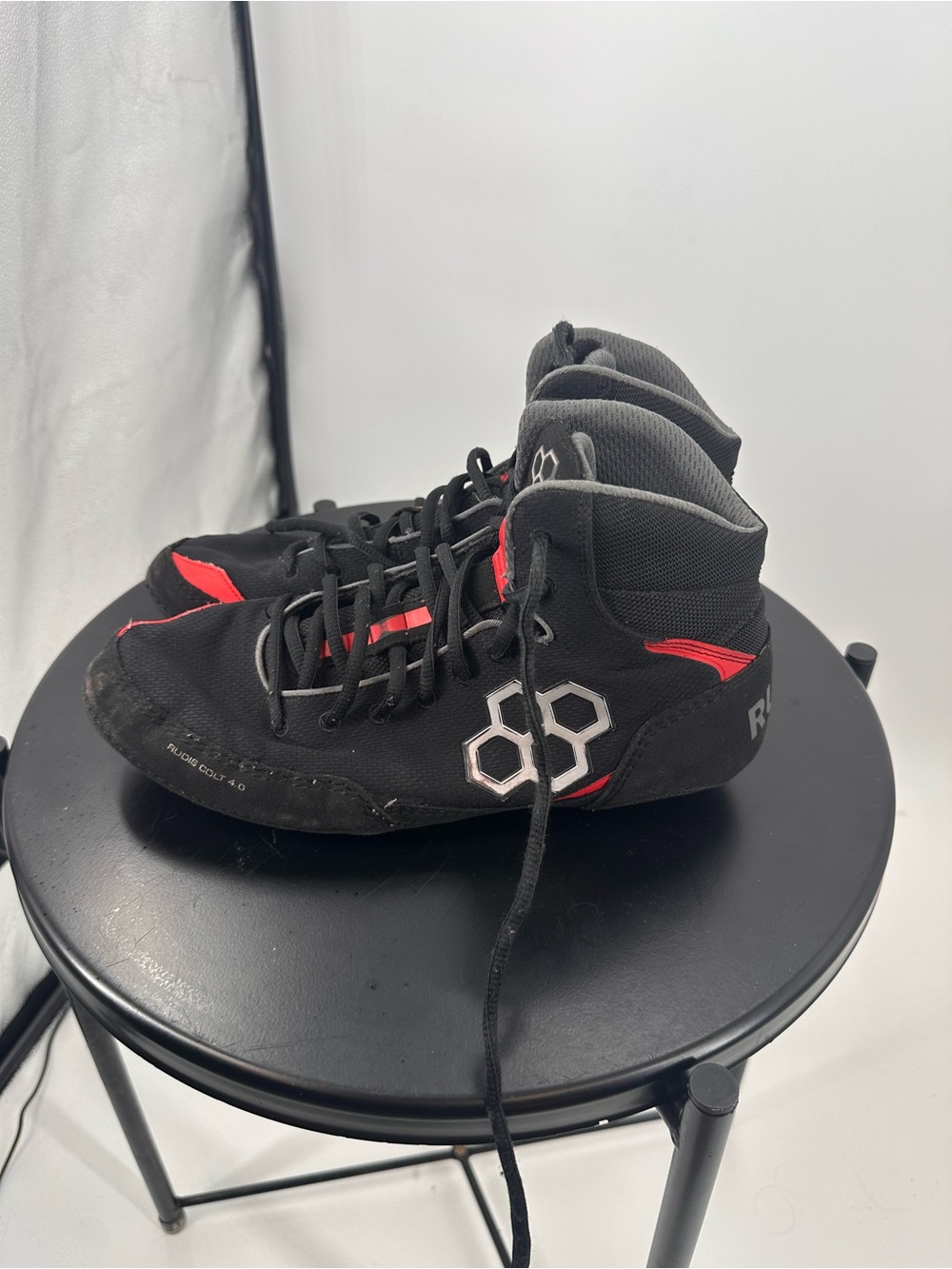 Men's Black Athletic High-Top Shoes with Red Accents